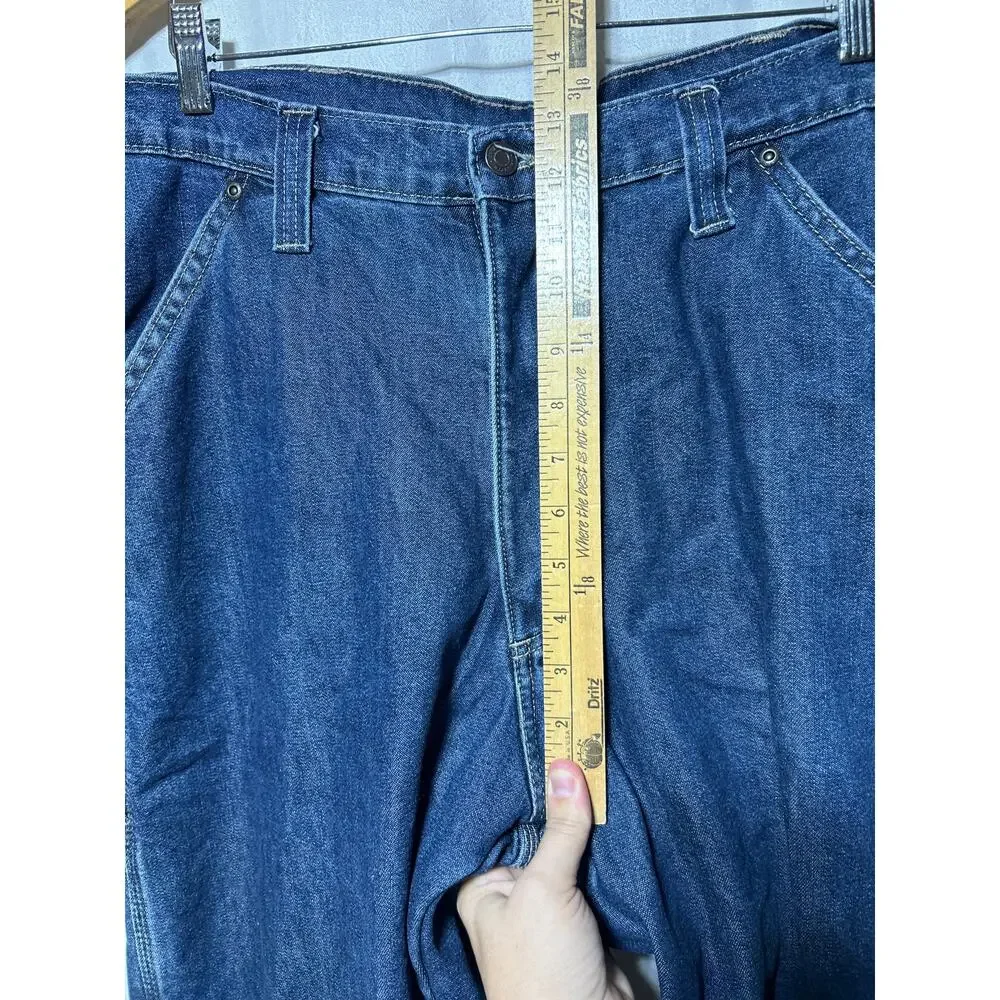 Wrangler Carpenter Jeans 36x34 Fleece Lined Blue Denim Vintage Grunge Workwear
